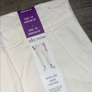 NWT Ella Moss Cream Wide Leg Crop Jeans 14